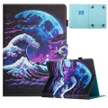 For 7 inch Universal Colored Drawing Stitching Leather Tablet Case(Sea Wave)