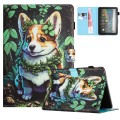 For Amazon Kindle Fire 7 2022 Colored Drawing Stitching Leather Tablet Smart Case(Corgi)