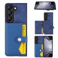 For Samsung Galaxy Z Fold5 Litchi Pattern Single Button Card Holder Phone Case(Blue)