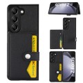 For Samsung Galaxy Z Fold5 Litchi Pattern Single Button Card Holder Phone Case(Black)