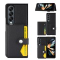 For Samsung Galaxy Z Fold3 5G Litchi Pattern Single Button Card Holder Phone Case(Black)