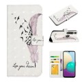 For Motorola Moto G8 Play Oil Embossed 3D Drawing Leather Phone Case(Feather)