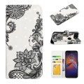 For Motorola Moto E6 Play Oil Embossed 3D Drawing Leather Phone Case(Lace Flower)