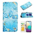 For Motorola Moto G9 Play / E7 Plus Oil Embossed 3D Drawing Leather Phone Case(Blue Butterflies)