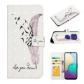 For Motorola Moto G9 Play / E7 Plus Oil Embossed 3D Drawing Leather Phone Case(Feather)