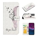 For Motorola One Action Oil Embossed 3D Drawing Leather Phone Case(Feather)