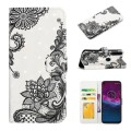 For Motorola Moto P40 Power Oil Embossed 3D Drawing Leather Phone Case(Lace Flower)