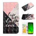 For Motorola Moto G7 Power Oil Embossed 3D Drawing Leather Phone Case(Stitching Marble)
