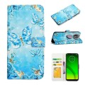 For Motorola Moto G7 Power Oil Embossed 3D Drawing Leather Phone Case(Blue Butterflies)