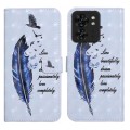 For Motorola Edge 40 Oil Embossed 3D Drawing Leather Phone Case(Blue Feather)