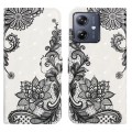 For Motorola Moto G14 4G Oil Embossed 3D Drawing Leather Phone Case(Lace Flower)