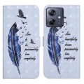 For Motorola Moto G14 4G Oil Embossed 3D Drawing Leather Phone Case(Blue Feather)
