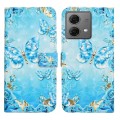 For Motorola Moto G84 5G Oil Embossed 3D Drawing Leather Phone Case(Blue Butterflies)