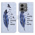 For Motorola Moto G84 5G Oil Embossed 3D Drawing Leather Phone Case(Blue Feather)