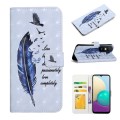 For Xiaomi Redmi 9A Oil Embossed 3D Drawing Leather Phone Case(Blue Feather)