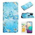For Xiaomi Redmi 9C Oil Embossed 3D Drawing Leather Phone Case(Blue Butterflies)