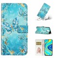 For Xiaomi Redmi Note 9 Pro Oil Embossed 3D Drawing Leather Phone Case(Blue Butterflies)