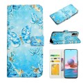 For Xiaomi Redmi Note 10 Oil Embossed 3D Drawing Leather Phone Case(Blue Butterflies)