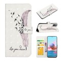 For Xiaomi Redmi Note 10 Oil Embossed 3D Drawing Leather Phone Case(Feather)