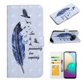 For Xiaomi Mi 10T Lite Oil Embossed 3D Drawing Leather Phone Case(Blue Feather)
