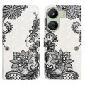 For Xiaomi Redmi 13C 4G Oil Embossed 3D Drawing Leather Phone Case(Lace Flower)