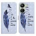 For Xiaomi Redmi 13C 4G Oil Embossed 3D Drawing Leather Phone Case(Blue Feather)