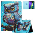 For iPad 10th Gen 10.9 2022 Colored Drawing Stitching Leather Tablet Smart Case(Owl)