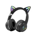 BT612 LED Cat Ear Single Sound Folding Bluetooth Earphone with Microphone(Black)