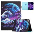 For Lenovo Tab M10 HD Gen 2 X306X Colored Drawing Stitching Leather Tablet Smart Case(Sea Wave)