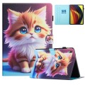For Lenovo Tab P11 J606F Colored Drawing Stitching Leather Tablet Smart Case(Yellow Cat)