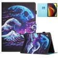 For Lenovo Tab P11 J606F Colored Drawing Stitching Leather Tablet Smart Case(Sea Wave)