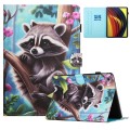 For Lenovo Tab P11 J606F Colored Drawing Stitching Leather Tablet Smart Case(Raccoon)