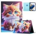 For Lenovo Tab M10 Gen 3 Colored Drawing Stitching Leather Tablet Smart Case(Yellow Cat)