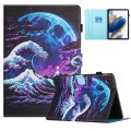 For Lenovo M10 Plus X606F Colored Drawing Stitching Leather Tablet Smart Case(Sea Wave)