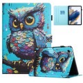 For Lenovo M10 Plus X606F Colored Drawing Stitching Leather Tablet Smart Case(Owl)