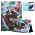 For Samsung Galaxy Tab A9 Colored Drawing Stitching Leather Tablet Smart Case(Raccoon)