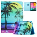 For Samsung Galaxy Tab A7 10.4 2020 Colored Drawing Stitching Leather Tablet Smart Case(Coconut Tree