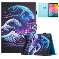 For Samsung Galaxy Tab A7 10.4 2020 Colored Drawing Stitching Leather Tablet Smart Case(Sea Wave)