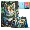 For Samsung Galaxy Tab A 10.1 2019 Colored Drawing Stitching Leather Tablet Smart Case(Corgi)