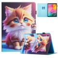 For Samsung Galaxy Tab S6 Lite Colored Drawing Stitching Leather Tablet Smart Case(Yellow Cat)