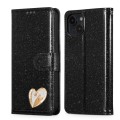 For iPhone 15 Glitter Powder Love Leather Phone Case(Black)