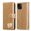 For iPhone 15 Glitter Powder Love Leather Phone Case(Gold)