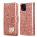 For iPhone 15 Glitter Powder Love Leather Phone Case(Pink)