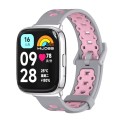 For Redmi Watch 3 Lite / Watch 3 Active Mijobs Square Hole Breathable TPU Watch Band(Grey Pink)