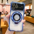 For iPhone 14 Pro MagSafe Holder Shockproof TPU Phone Case with Lens Film(Blue)