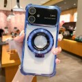 For iPhone 12 MagSafe Holder Shockproof TPU Phone Case with Lens Film(Blue)