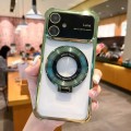 For iPhone 12 MagSafe Holder Shockproof TPU Phone Case with Lens Film(Green)