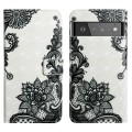 For Google Pixel 6 Oil Embossed 3D Drawing Leather Phone Case(Lace Flower)