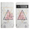 For Google Pixel 6 Oil Embossed 3D Drawing Leather Phone Case(Triangular Marble)
