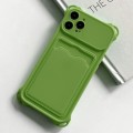 For iPhone 15 Pro Max Shockproof Card Slot Frosted TPU Phone Case(Green)
